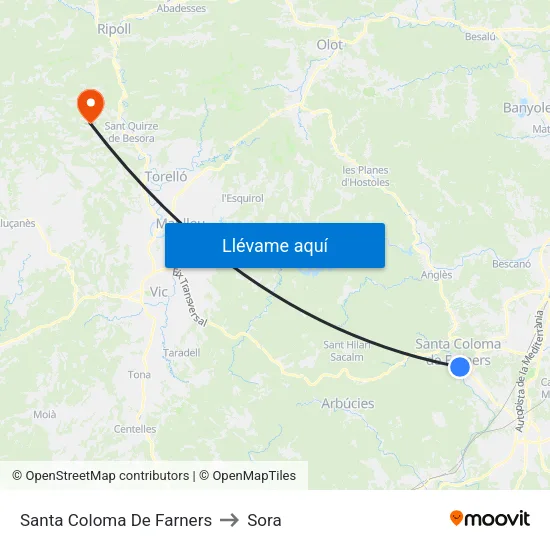 Santa Coloma De Farners to Sora map