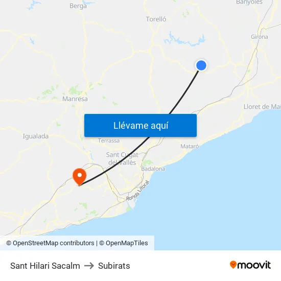 Sant Hilari Sacalm to Subirats map
