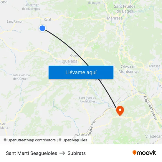 Sant Martí Sesgueioles to Subirats map