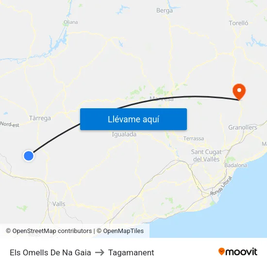 Els Omells De Na Gaia to Tagamanent map