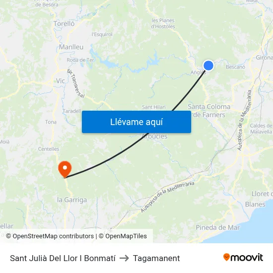 Sant Julià Del Llor I Bonmatí to Tagamanent map