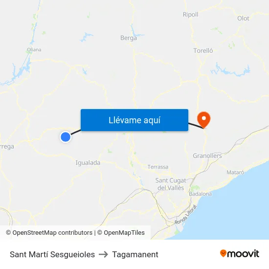 Sant Martí Sesgueioles to Tagamanent map