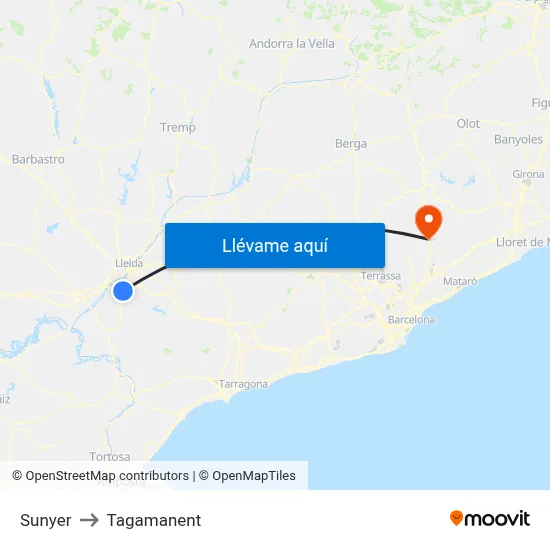 Sunyer to Tagamanent map