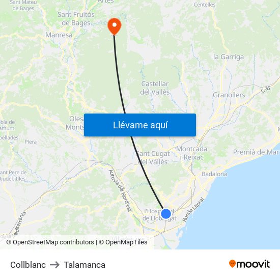 Collblanc to Talamanca map