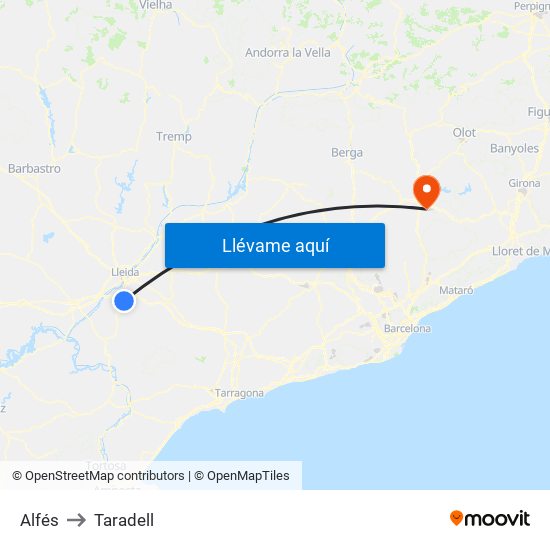Alfés to Taradell map