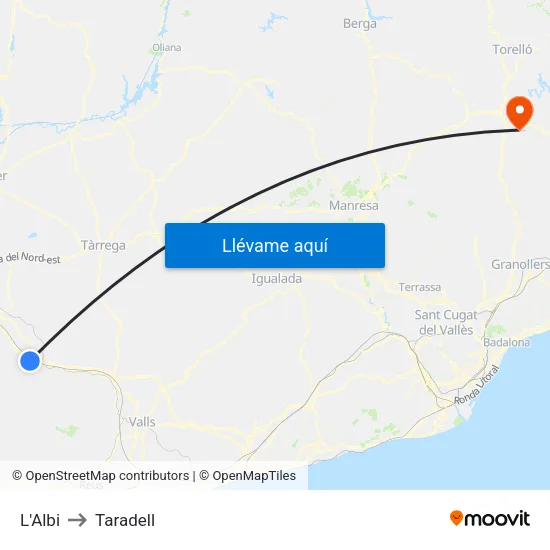 L'Albi to Taradell map