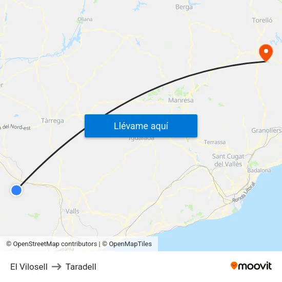 El Vilosell to Taradell map