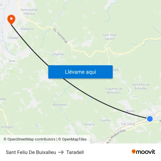 Sant Feliu De Buixalleu to Taradell map