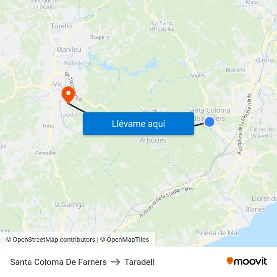 Santa Coloma De Farners to Taradell map