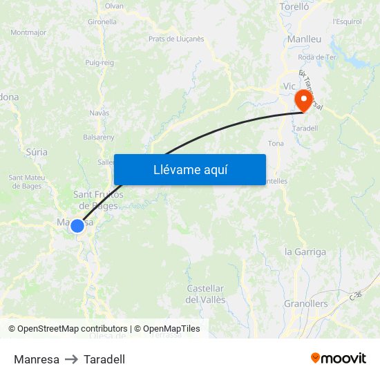 Manresa to Taradell map