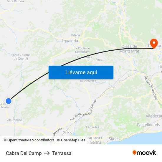 Cabra Del Camp to Terrassa map