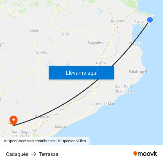 Cadaqués to Terrassa map