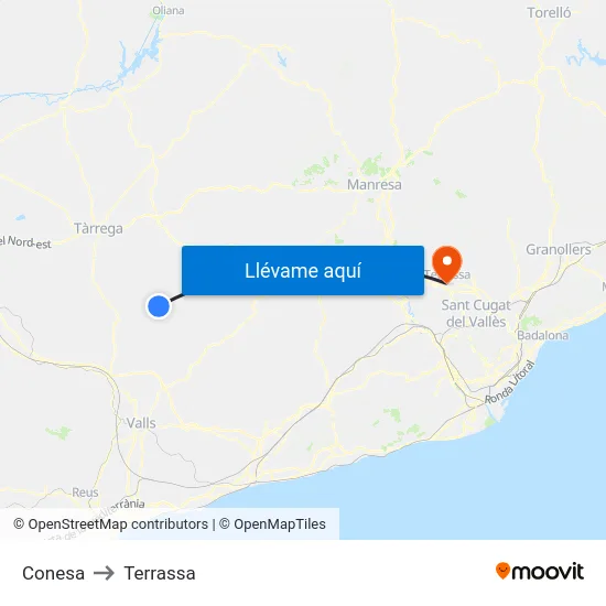 Conesa to Terrassa map