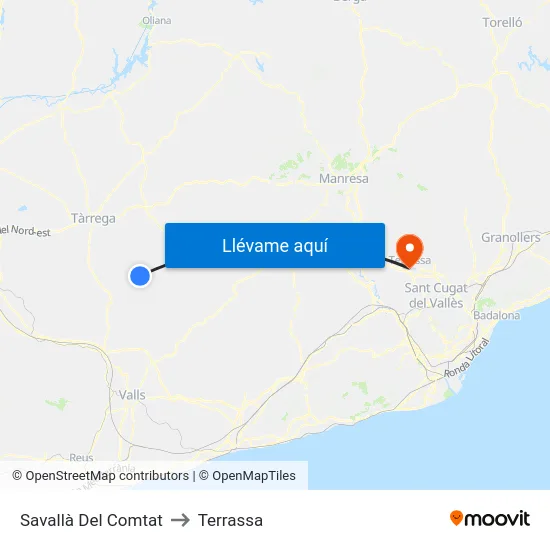 Savallà Del Comtat to Terrassa map