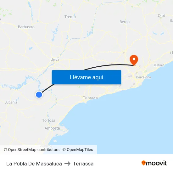 La Pobla De Massaluca to Terrassa map
