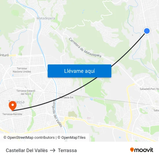 Castellar Del Vallès to Terrassa map