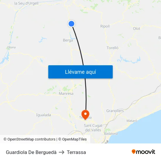 Guardiola De Berguedà to Terrassa map