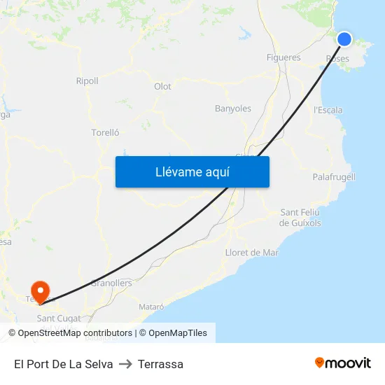 El Port De La Selva to Terrassa map