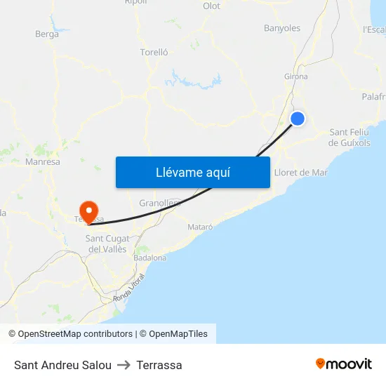 Sant Andreu Salou to Terrassa map