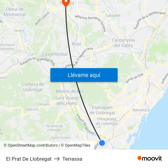 El Prat De Llobregat to Terrassa map