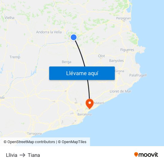 Llívia to Tiana map