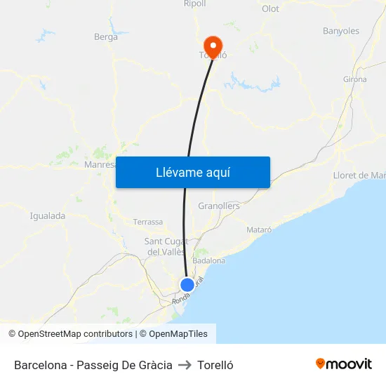Barcelona - Passeig De Gràcia to Torelló map