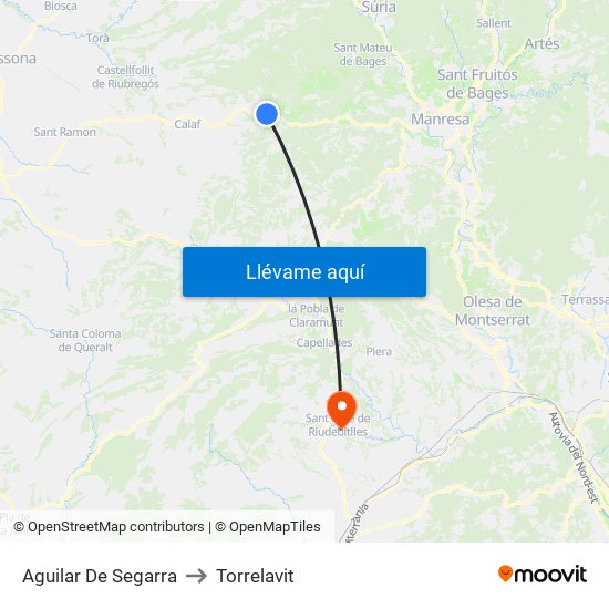 Aguilar De Segarra to Torrelavit map