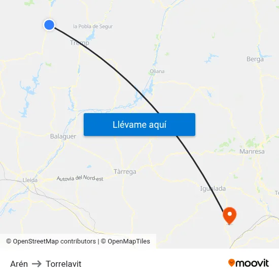 Arén to Torrelavit map