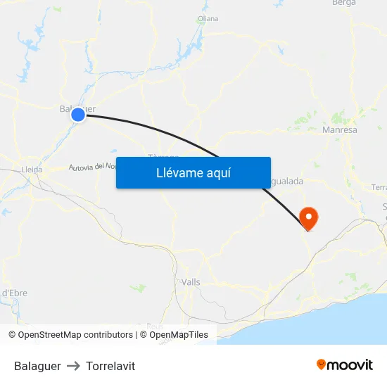 Balaguer to Torrelavit map
