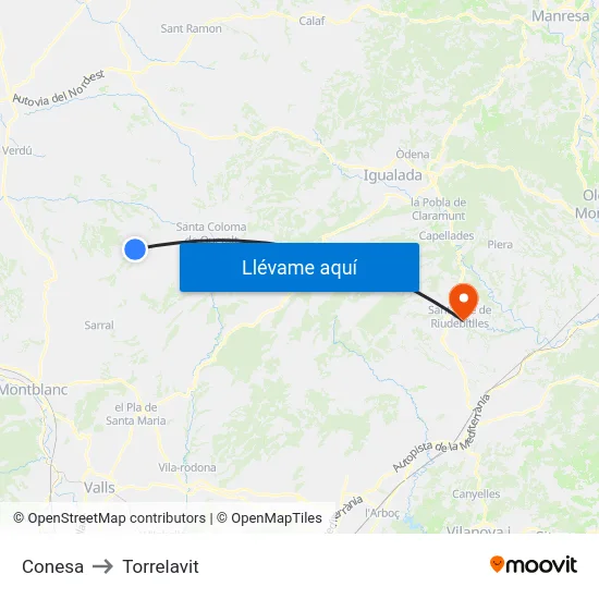 Conesa to Torrelavit map