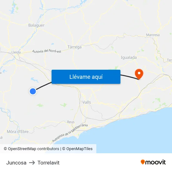 Juncosa to Torrelavit map