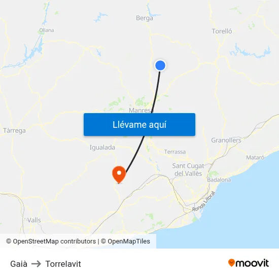 Gaià to Torrelavit map