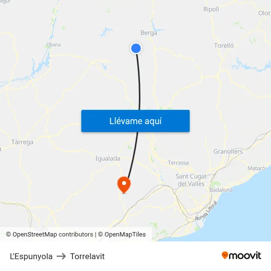 L'Espunyola to Torrelavit map