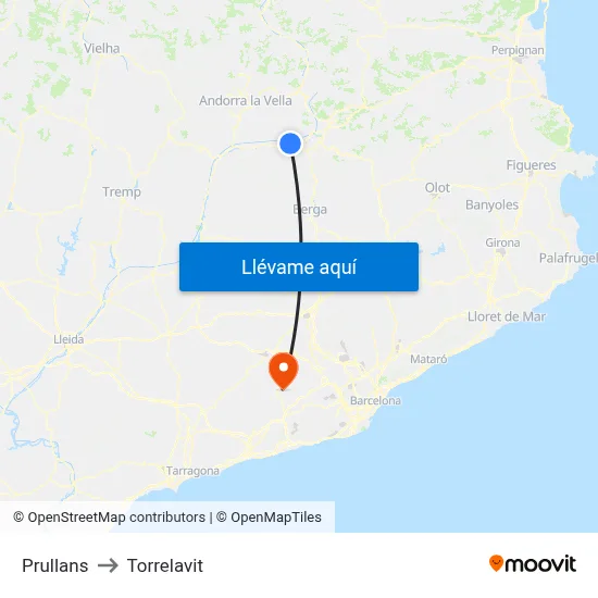Prullans to Torrelavit map