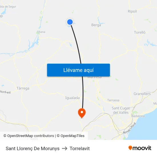 Sant Llorenç De Morunys to Torrelavit map