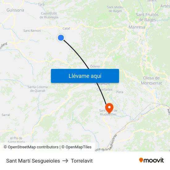 Sant Martí Sesgueioles to Torrelavit map