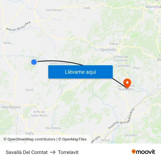 Savallà Del Comtat to Torrelavit map