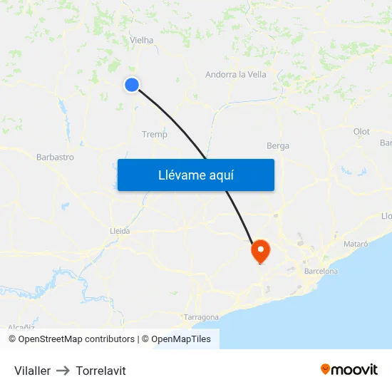 Vilaller to Torrelavit map