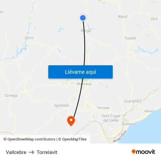 Vallcebre to Torrelavit map
