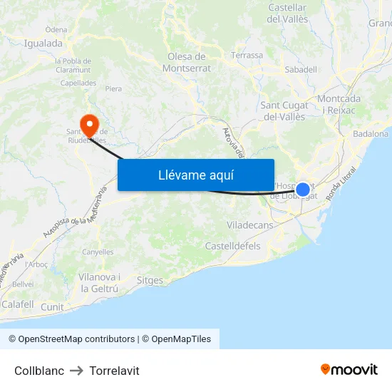 Collblanc to Torrelavit map