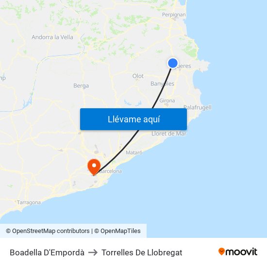 Boadella D'Empordà to Torrelles De Llobregat map