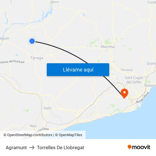 Agramunt to Torrelles De Llobregat map