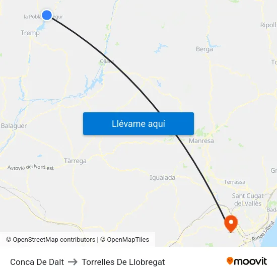 Conca De Dalt to Torrelles De Llobregat map