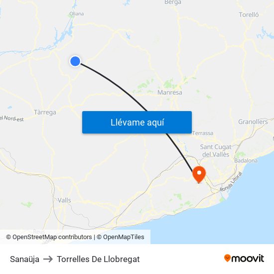 Sanaüja to Torrelles De Llobregat map