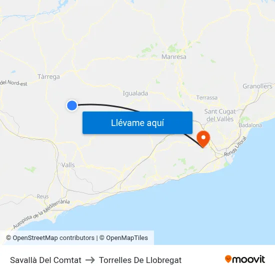 Savallà Del Comtat to Torrelles De Llobregat map