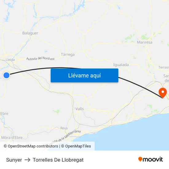 Sunyer to Torrelles De Llobregat map