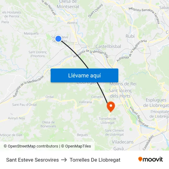 Sant Esteve Sesrovires to Torrelles De Llobregat map