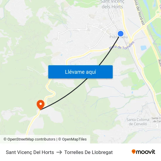 Sant Vicenç Del Horts to Torrelles De Llobregat map
