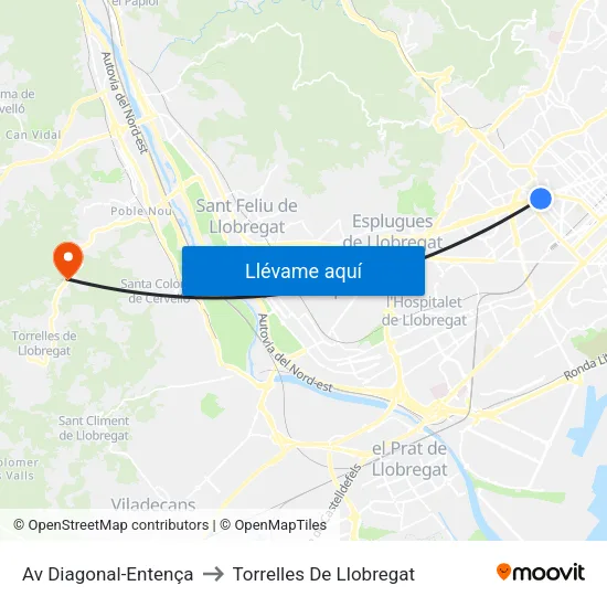 Av Diagonal-Entença to Torrelles De Llobregat map