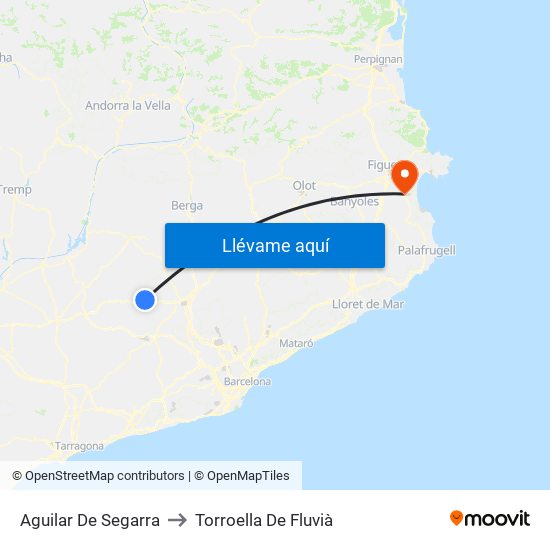 Aguilar De Segarra to Torroella De Fluvià map